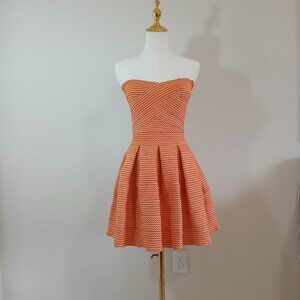 Akira Chicago Black Label Fit & Flare Mini Dress Women' Size M Orange Strapless